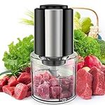 Mini Food Chopper, Vinoil Small Food Processor Meat Grinder, Electric Dicer for Baby Food, Meat, Onion, Vegetables, 600ml Blender Bowl and 4 Durable Stainless-Steel Blades, Black