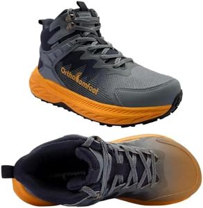 Men's Non Slip Waterproof Orthopedic High Top Boots,Plantar Fasciitis Relief Arch Support Trekking Ankle Shoes, Wide Toe Box Orthotic Foot Comfort Walking Boots for Outdoor Hiking,Blue/Orange Size 11.5