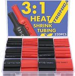 haisstronica 3:1 Heat Shrink Tubing Kit, Adhesive Lined Marine Resistant Grade Shrink Wrap - 1.75"length 6 Size Perfect for Home and Industrial, 1/8"-3/4" 220PCS - Black, Red