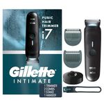 Gillette i7 Intimate Men’s Premium Pubic Hair Trimmer, Waterproof LED Body Hair Trimmer for Men, Manscaping Body Groomer, Male Body Hair Razor