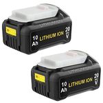 Energup 2Pack 20V 10000mAh Replacement for Dewalt 20V Batteries DCB200 DCB203 DCB204 DCB206 DCB209 DCB208 DCB210 DCD/DCF/DCG/DCS for Dewalt 20V MAX Battery (with LED Display)