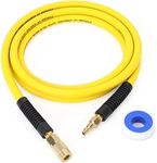 FYPower Air Compressor Whip Hose 3/8 Inch x 10 Feet Lead in Hybrid Hose with Fittings, Flexible and Kink Resistant, 1/4" Industrial Quick Coupler and Plug Kit - Yellow