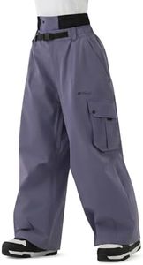 HIGH EXPERIENCE Snowboard Pants for Women Men Baggy Ski Pants Snow Loose Warm Insulated Winterproof Waterproof (Purple, Medium)