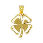 Gold Four Leaf Clover Charm - 10 Karat Solid Gold - Shamrock Pendant - Good Luck Charm Necklace - Irish Shamrock, Gold, No Gemstone