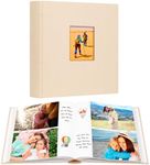 Aevdor 240 Pockets Photo Album 5x7 with Writing Space, Large Capacity 5x7 Photo Album Holds 240 Photos, Linen Cover Acid Free Pages 5x7 Photo Book with Memo for Baby Family Travel Wedding Photo, Beige