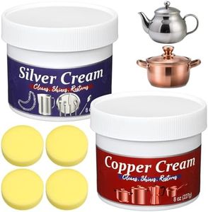 Heigble 4 Pack Silver and Copper Cream Cleaner and Polish Cream 8 Ounce Each Metal Polish for Silver Copper Brass Jewelry Chrome Sink Silverware Cleaner Brass Tarnish Remover
