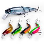 Goture Multi Jointed Swimbait, Minnow Fishing Lures for Walleye and Pike, Lifelike Topwater Bass Fishing Lure for Trout Crappie Walleye Pike, Freshwater and Saltwater Fishing Plugs, 0.53oz/5Pcs