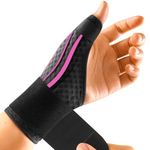 FREETOO Breathable Wrist and Thumb Support for Arthritis Right Hand or Left Hand, Thumb Spica Splint for De Quervain's Tenosynovitis, CMC Thumb Brace Protectorfor Trigger Thumb,Tendonitis.Pink Right M