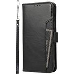 SaharaCase - Leather Folio Wallet Case for Apple iPhone 14 Pro 6.1-inch Display (2022) [Shockproof Bumper] Rugged Protection Anti-Slip Grip Slim Fit Builtin Kickstand (Black)