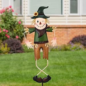 ALLADINBOX Thanksgiving Decoration Metal Scarecrow Yard Stakes Silly Winking Rustic Harvest Thanksgiving Porch Garden Stakes Decorations for Autumn Farmhouse Patio Outdoor Décor