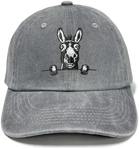 Horpe Donkey Basebll Cap for Men Women, Burro Gifts for Adult, Humor Animal Party Hat for Farming, Embroidered Adjustable Washed Gray Dad Hat