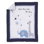 Little Love by NoJo Shine On My Love - Boy Safari, Moon & Stars Navy & White 3Piece Crib Bedding Set- Comforter, Fitted Crib Sheet, Dust Ruffle, Navy, Light Blue, White