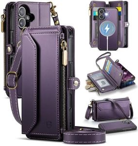 Strapurs for iPhone 17 Detachable Wallet Case Compatible with Magsafe for Women, RFID Blocking 9-Card Holder Zipper Wrist Strap Lanyard PU Leather Magnetic Phone Case for iPhone 17 6.3", Purple