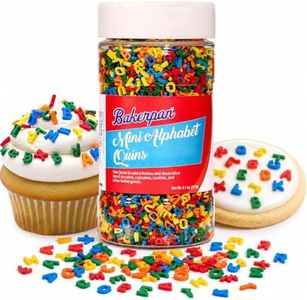 Bakerpan Quins Alphabet Sprinkles for Cake Decorating - 6.1 Ounces - ABC Edible Confetti Sprinkles for Cupcakes, Ice Cream, Cookies, Cakes