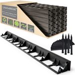 Flexible Lawn Edging 12 m - Invisible Plastic Garden Edge with 50 Securing Pegs - Easy to Use, Weather Resistant - Grass, Flowerbed & Path Border Edging, Height 55 mm, Black