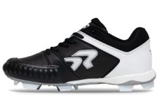 Ringor Flite Softball Cleats with Pitching Toe for Women | Lightweight, Durable, and Superior Traction | Designed for Female Athletes, Black/White, 6 UK