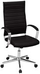 Amazon Basics High-Back Executive Swivel Office Desk Chair with Ribbed Puresoft Upholstery - Black, Lumbar Support, Modern Style