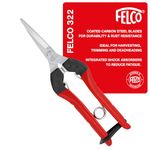 Felco F322 Pruning Snips – 9.84" Garden Clippers with Curved Blade & Rounded Tip | Pruning Shears for Gardening | Garden Snips and Pruners with Carbon Steel Blade, Sap Groove
