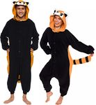 Silver Lilly Unisex Adult Pajamas - Plush One Piece Cosplay Red Panda Animal Costume (Black/Orange, Medium)