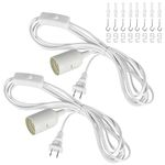 Hanging Extension Lantern Cord 2Pack, 12Ft E26 Light Socket Extension Cord, 2 Prong Plug and On Off Switch Button, Pendant Lamp Cord for Kitchen Bedroom Plant Growth Light