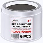 iPrimio Bed Risers - Round, 3 Inch Lift, Heavy Duty, 6 Pack, Up to 10000lbs - Bed Raising Blocks, Furniture Risers - Safe, Sturdy Bed Lifts for College Dorm Rooms, Couches, Tables, Desk Riser