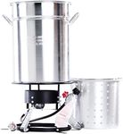 King Kooker 5012A, Boiling and Steaming Cooker Package, Silver, Balck