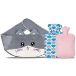 Hot Water Bottle,Hot Water Bottle Rubber Hot Water Bag with Soft Waist Cover for Neck and Shoulder, Back, Legs,Waist Warm (Cat)