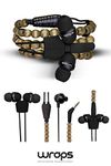 Wraps Premium Wood (with Mic) Wristband Bracelet In-Ear Headphones (High Comfort with Locking) - Brown