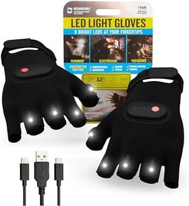 8 LED Flashlight Gloves For Men, Open Palm Glove Lights for Mechanics