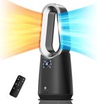 Ultty Space Heater and Bladeless Fan Combo, 2000 W Heater Fan and 28 W Cold Fan, 80° Oscillating, All the Season Use, Remote and Touch Control, Timer, Fan Heater for Office Room, Bedroom, Black