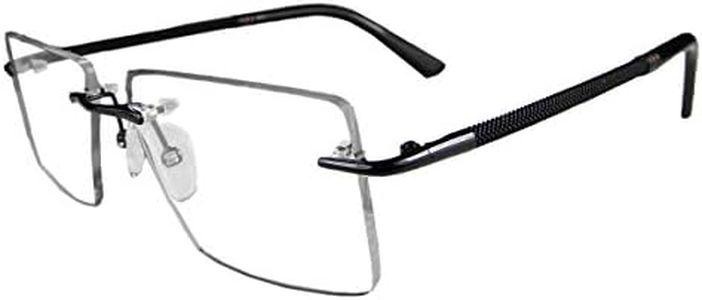 Circleperson Rimless Pure Titanium Eyeglasses frame Square Light Weight, Black, Medium