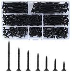 220 Pcs Self Tapping Wood Screws, M3.5 Black Flat Cross Head Self Drilling Screws, Drywall Machine Screws Assortment Kit for Drywall, Furniture, Wood Screws - 16mm/20mm/25mm/30mm/35mm/40mm/50mm