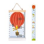 Beinou Baby Wall Ruler Growth Chart Wood Frame Children Height Chart 7.9'' x 79'' Canvas Height Measurement Removable Hanging Ruler Cartoon Giraffe Wall Decor for Nurseries, Bedrooms