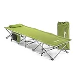 Alpcour Folding Camping Cot – Extra Strong Single Person Small-Collapsing Bed in a Bag w/Pillow for Indoor & Outdoor Use – Deluxe Comfortable Extra Heavy Duty Design Holds Adults & Kids Up to 440 Lbs