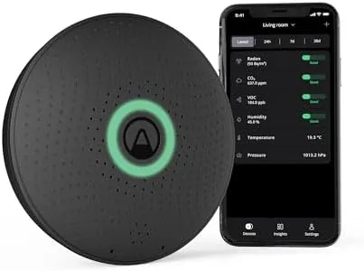 Airthings 2911 Wave Plus, Black LTD Edition - Radon & Air Quality Monitor (CO2, VOC, Humidity, Temp, Pressure)