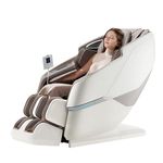 Full Body Massage Chair, 4D Dual Roller Mechanism, Zero Gravity Recliner, White and Brown (Beige, A68Pro)