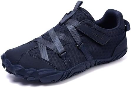UBFEN Kids Barefoot Shoes Zero Drop Minimalist Sneakers for Boys Girls Toddler Lightweight Comfortable Running Hiking School Tennis Shoes Dark Blue 4 Big Kid