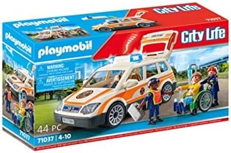 PLAYMOBIL City Life 71037 Emergency Doctor Car with Various Equipment in Doctor's Case and Wheelchair, from 4 Years