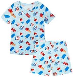 EASWEET Bamboo Viscose Toddler Boys Pajamas Short Set 2-6Y,4th of July,2T