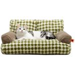 MEWOOFUN Stylish Cat Bed Fluffy and Soft Cat Sofa Dog Sofa, Small Dog Bed for Large Cats and Kittens - 66x48cm Cute Cat Bed Couch with Non-slip Bottom, Green