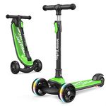 besrey Kick Scooters for Kids Ages 3-8, 5 Wheel Scooter for Kids with Adjustable Height, Folding Kids Scooter with LED Light Wheels Rear Brak Extra Wide Deck Outdoor Activities for Boys/Girls