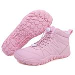 Winter Barefoot Shoes Women, Non-Slip & Waterproof Winter Barefoot Shoes Walking, Wide Toe Hiking Boots Sneakers Men Women (Pink, Adult, Women, 8.5, Numeric, US Footwear Size System, Medium)