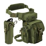 Jueachy Drop Leg Bag for Men Metal Detecting Pouch Tactical Military Thigh Waist Pack (Green)