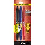 Pilot, FriXion Ball Erasable & Refillable Gel Ink Pens, Fine Point 0.7 mm, Pack of 3, Black, Blue, & Red