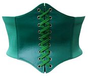 ELASTIC CINCHED WIDE CORSET BELT (Small, Green)