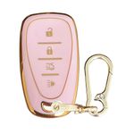 WKEDQAF Key Fob Cover Fit for Chevy Car Key Protective Cover Fit for Chevrolet Malibu Equinox Camaro Cruze Tahoe Traverse Volt Bolt (Pink)