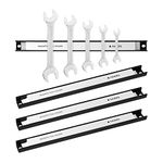 Navaris Set of 4 Magnetic Tool Holder Rack - 12 Inch Heavy Duty Garage Wall Holder Strip for Tools - Tool Bar with Magnet for Screwdriver, Wrench