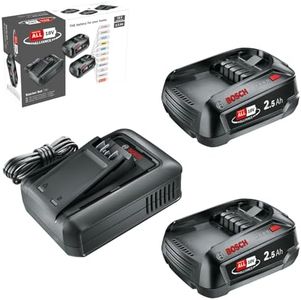 Bosch batterie et chargeur rapide Starter Set 18V (2 batteries Lithium-Ion 2,5 Ah ; 1 chargeur rapide ; alliance POWER FOR ALL 18V)