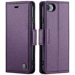 QLTYPRI Wallet Case for iPhone 7/8/SE 2020/SE 2022 5G, Premium PU Leather Magnetic Flip Folio Case with [RFID Blocking] Credit Card Slots Kickstand Shockproof Protective Phone Case Cover – Purple