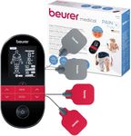 Beurer EM59 Digital TENS/EMS Device with Heat, 4-in-1 stimulation device for pain therapy, muscle stimulation, massage and heat therapy, 4 electrodes, 70 programmes, 50 intensity levels